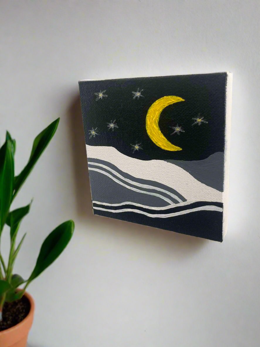 Nighty- night Home decor Mini canvas duo, flowing nature painting close up
