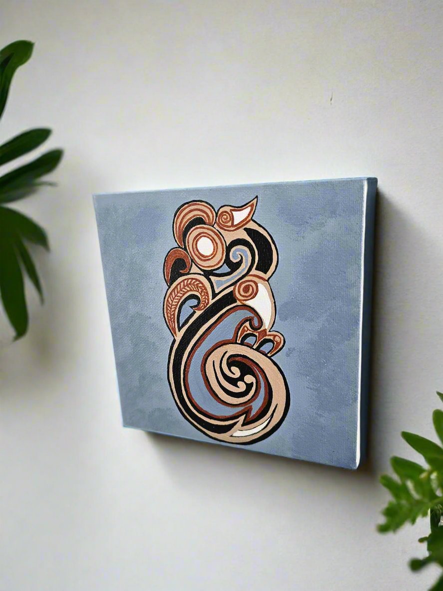 Maori Manaia Home decor Mini canvas duo painting close up