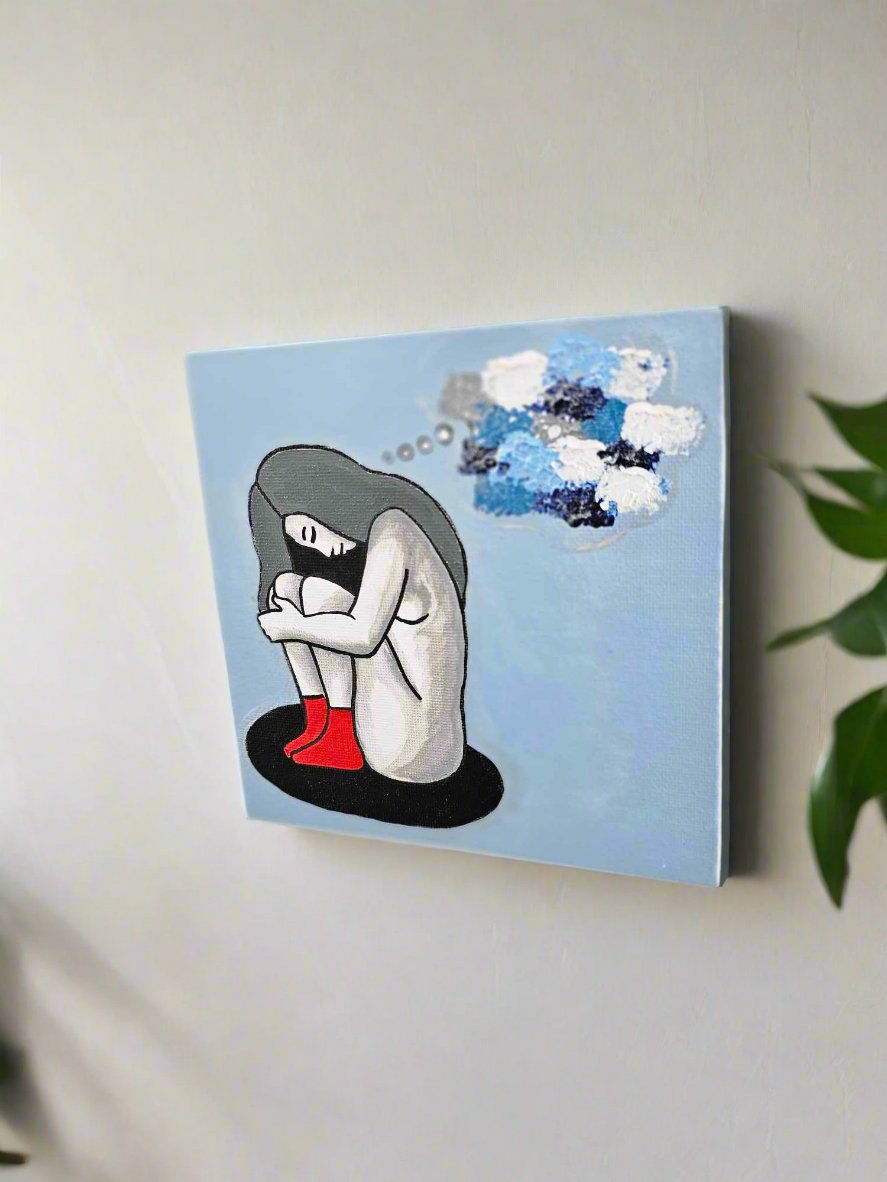 Red Stranger Solitude 6x6 Canvas, Home Decor paintings close up