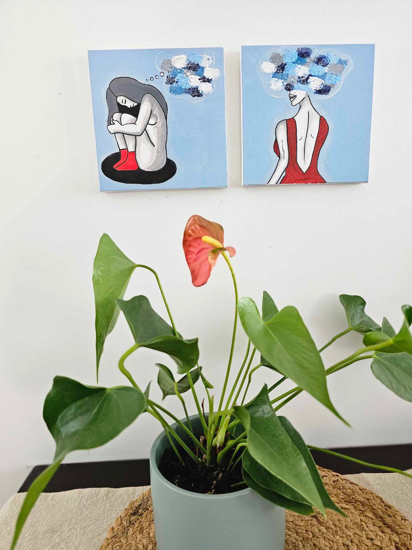 Red Stranger 6x6 Canvas, Home decor paintings Duo overview