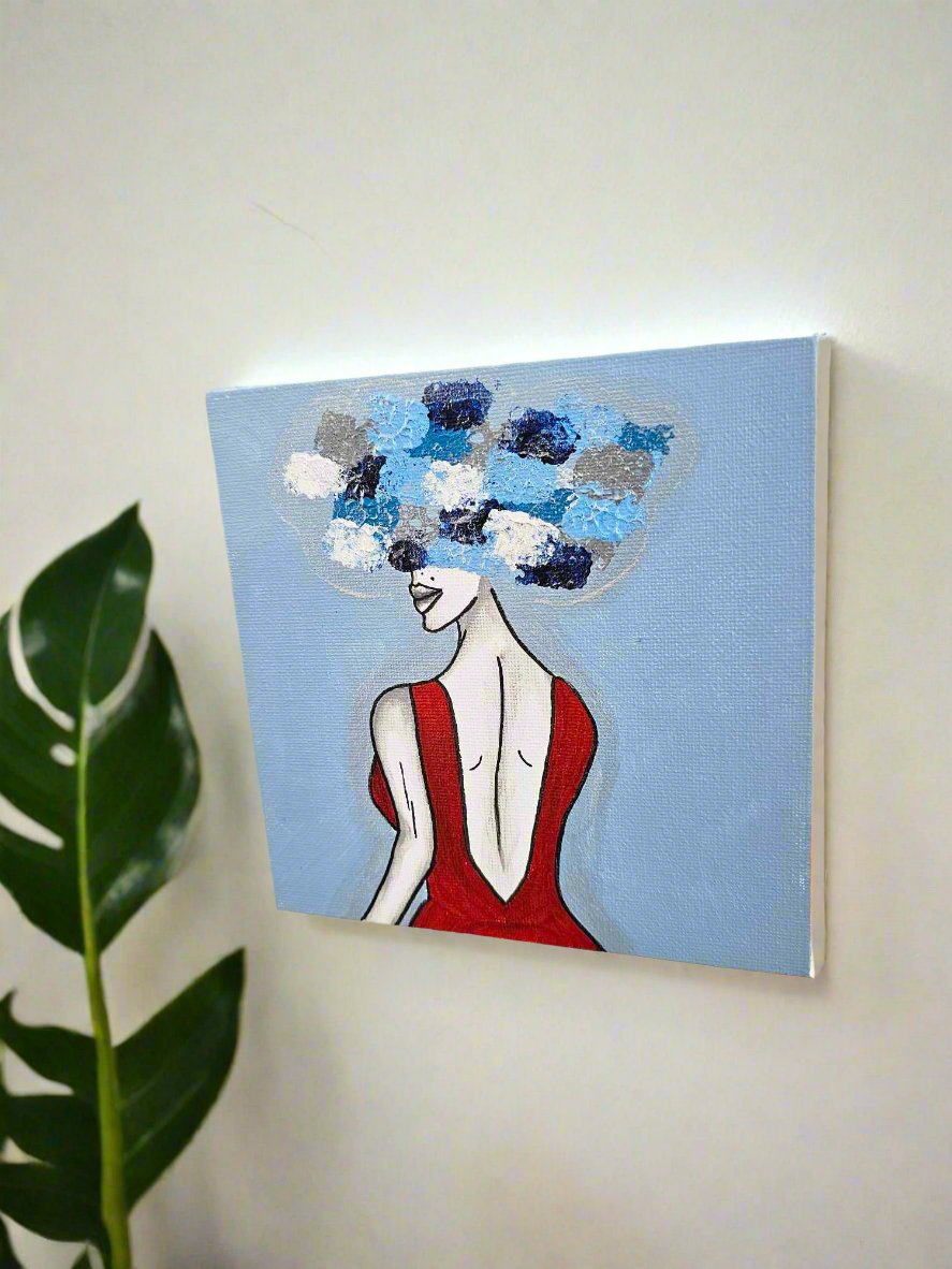 Red Stranger in the Clouds 6x6 Canvas, Home decor paintings close up