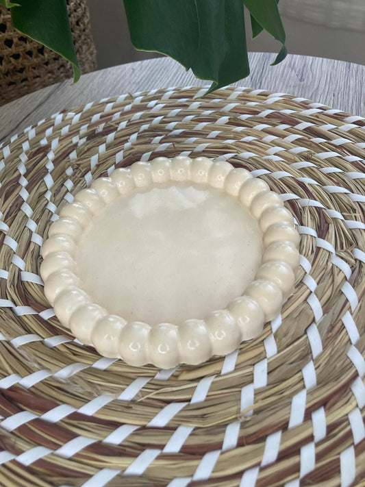Beige bubble decorative tray Home decor close up  
