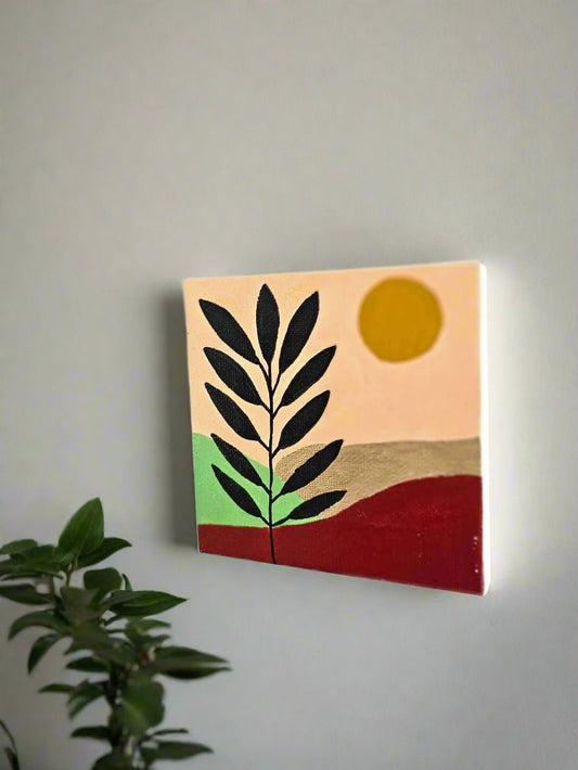 Golden Horizon 4x4 Canvas, Home decor paintings close up