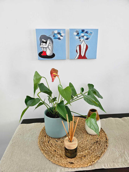 Red Stranger 6x6 Canvas, Home decor paintings Duo 