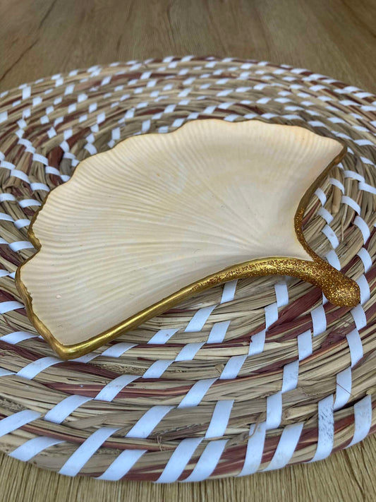 Sparkly Beige Gingko decorative tray Home decor