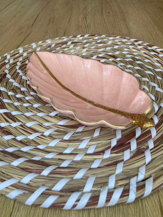 Sparkly pink Oak Decorative  tray grey Home decor side view