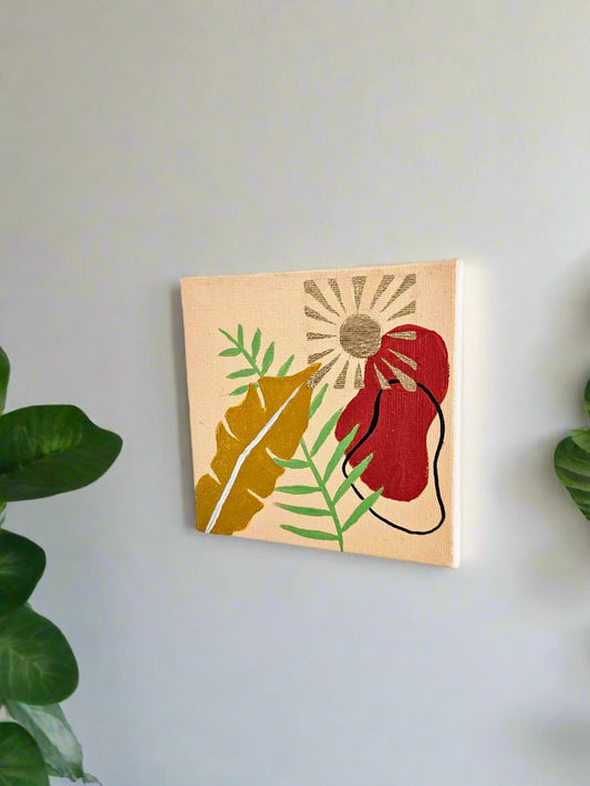 Sunlit Gold 4x4 Canvas, Home decor paintings close up