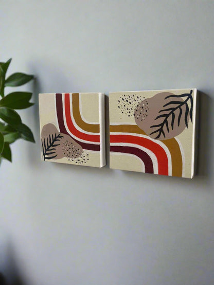 Home decor Mini canvas duo, flowing nature duo close up 